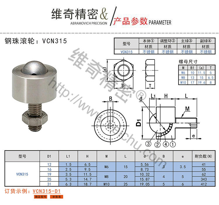 VCN315鋼珠滾輪