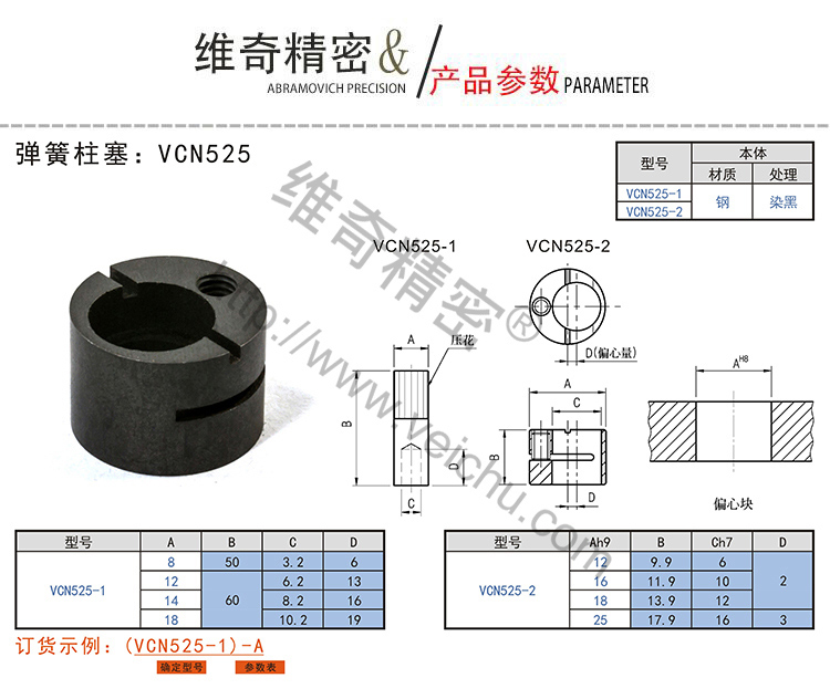 VCN525偏心塊規(guī)格表